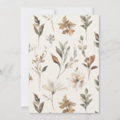 Invitation Elégant BOHO Automne Automne Floral Mariage Menu (Dos)