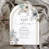 Invitation Elégant Boho Beige et Arc Blanc Floral