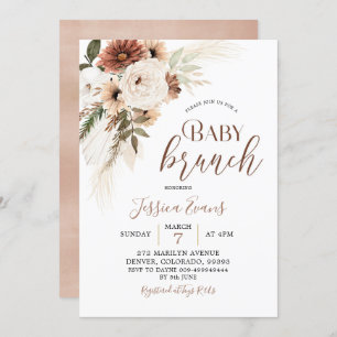 Invitation Elégant Boho Beige Pampas Grass Baby Brunch