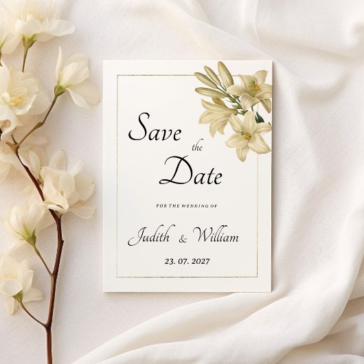 Invitation Elégant boho blanc linly floral or Enregistrer la 