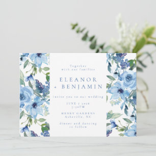 Invitation Elégant Boho bleu clair aquarelle Mariage floral