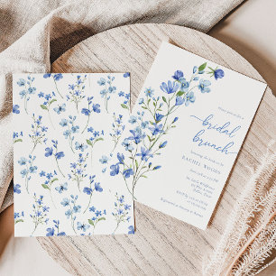Invitation Elégant Boho Blue Fleur sauvage Brunch nuptial