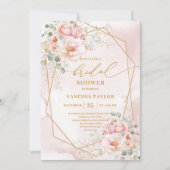 Invitation Elégant Boho Blush Gold Frame Fête des mariées Inv (Devant)