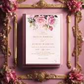 Invitation Elégant Boho Blush Rose Aquarelle Mariage Floral