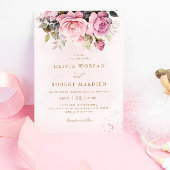 Invitation Elégant Boho Blush Rose Aquarelle Mariage Floral