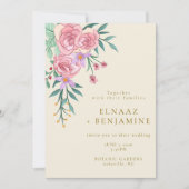 Invitation Elégant Boho Blush Rose Aquarelle Mariage Floral (Devant)