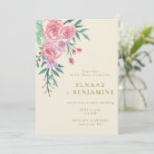 Invitation Elégant Boho Blush Rose Aquarelle Mariage Floral (Debout devant)