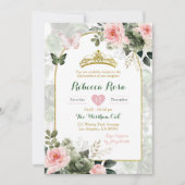 Invitation Elégant Boho Blush Rose Sage Green Quinceañera (Devant)