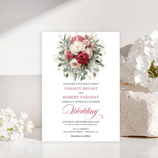 Invitation Elegant Boho Blush White Greenery Wedding Invite