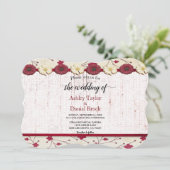 Invitation Élégant Boho Bourgogne Classy Moderne Floral Maria (Debout devant)