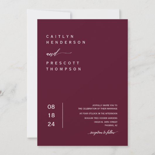 Invitation Elégant Boho Bourgogne Mariage Arch Photo QR Code  (Devant)