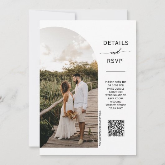 Invitation Elégant Boho Bourgogne Mariage Arch Photo QR Code (Dos)