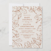 Invitation Elégant Boho Burnt Orange Baby shower Botanique (Devant)