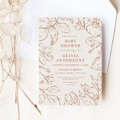 Invitation Elégant Boho Burnt Orange Baby shower Botanique