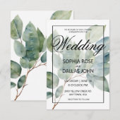 Invitation Elégant boho chic aquarelle verdure botanique (Devant / Derrière)