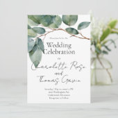 Invitation Elégant boho chic aquarelle verdure botanique (Debout devant)