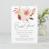 Invitation Elégant Boho Chic Floral Douche nuptiale Invitatio (Debout devant)