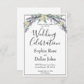 Invitation Elégant boho chic Lavender Yellow roses Mariage (Devant / Derrière)