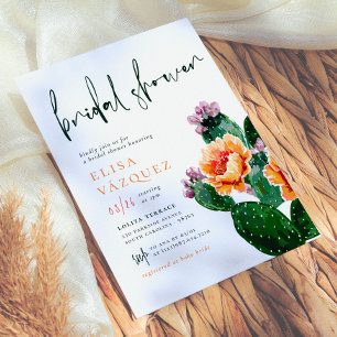 Invitation Elégant Boho Desert Cactus & Flowers Fête des mari
