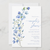 Invitation Elégant Boho Dusty Blue Fleur sauvage Couples Douc (Devant)