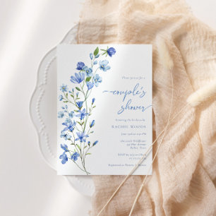Invitation Elégant Boho Dusty Blue Fleur sauvage Couples Douc