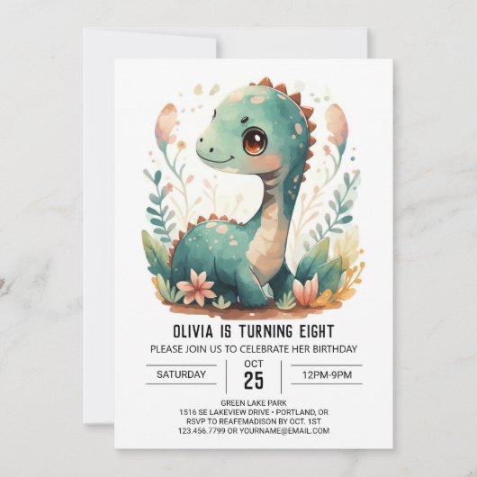 Invitation Elégant Boho Editable Dinosaur Anniversaire (Devant)