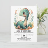 Invitation Elégant Boho Editable Dinosaur Anniversaire (Debout devant)