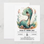 Invitation Elégant Boho Editable Dinosaur Anniversaire (Devant / Derrière)
