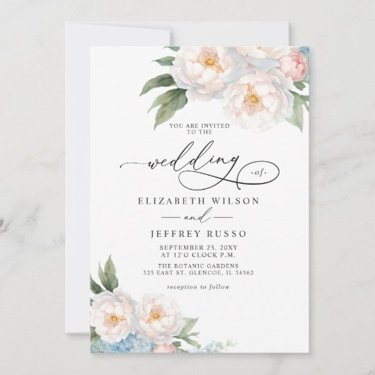 Invitation Elégant Boho été printemps Blush Floral Mariage (Devant)