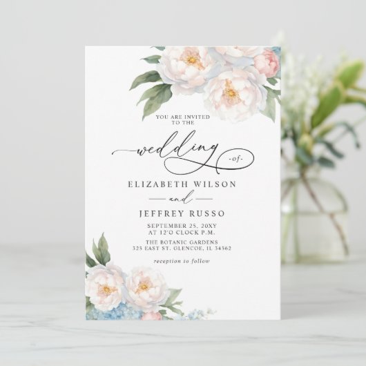 Invitation Elégant Boho été printemps Blush Floral Mariage (Debout devant)