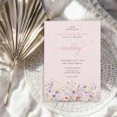 Invitation Élégant boho été violet et rose fleurs sauvages
