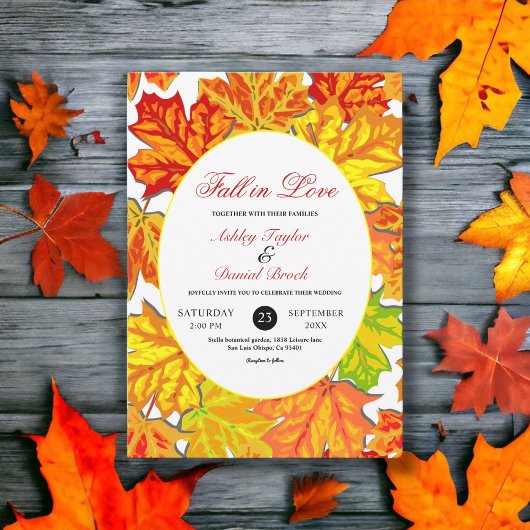 Invitation Elégant Boho Fall Feuilles Pays Floral Mariage