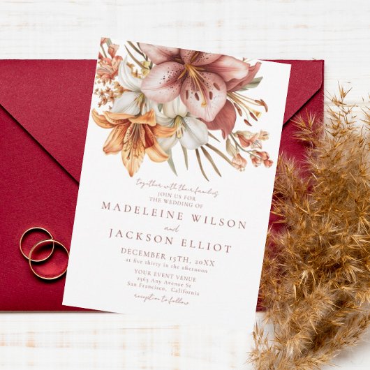Invitation Elégant Boho Fall Floral Mariage