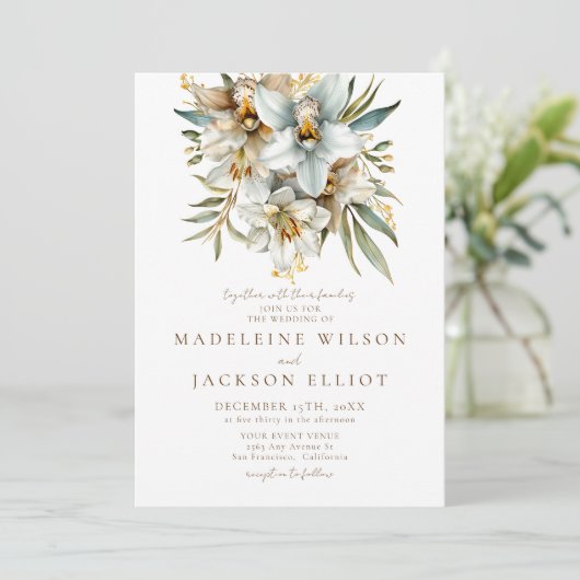 Invitation Elégant Boho Fall Floral Mariage (Debout devant)