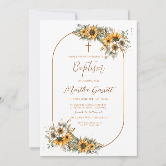 Invitation Élégant Boho Fall Girl Baptême (Devant)