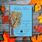 Invitation Elégant Boho Fall in Love Tree Blue Automne Mariag