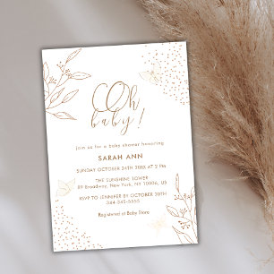 Invitation Elégant Boho Feuilles  papillon Baby shower