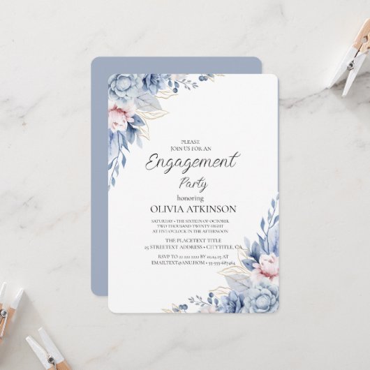 Invitation Elegant Boho Fleur sauvage (Devant/Arrière en situation)
