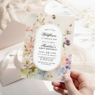 Invitation Elegant Boho Fleur sauvage Baby 1er anniversaire