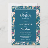 Invitation Elégant Boho Fleur sauvage Baby shower bleu (Devant)