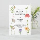 Invitation Elegant Boho Fleur sauvage Baby shower fille (Debout devant)