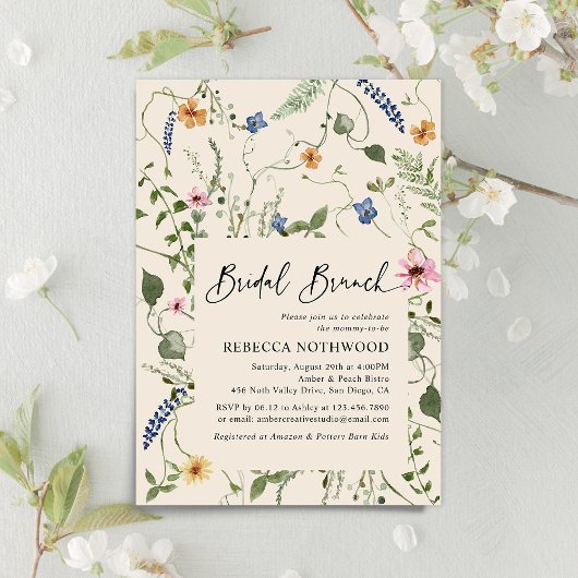 Invitation Elégant Boho Fleur sauvage Bridal Brunch Douche