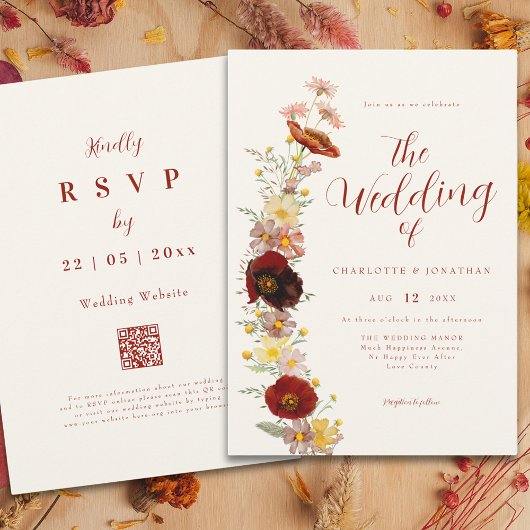 Invitation Elegant Boho Fleur sauvage Fall