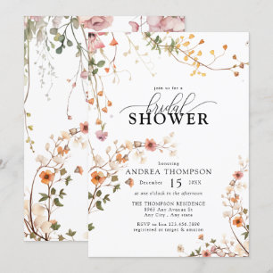 Invitation Elegant Boho Fleur sauvage Fête des mariées floral