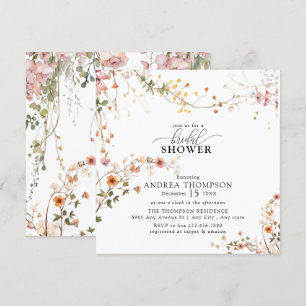 Invitation Elegant Boho Fleur sauvage Fête des mariées floral