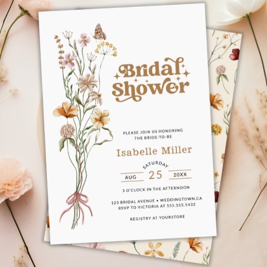 Invitation Elegant Boho Fleur sauvage Fête des mariées floral
