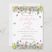 Invitation Élégant Boho Fleur sauvage Floral Graduation Party (Devant)