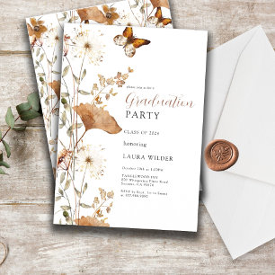 Invitation Elegant Boho Fleur sauvage Graduation Party