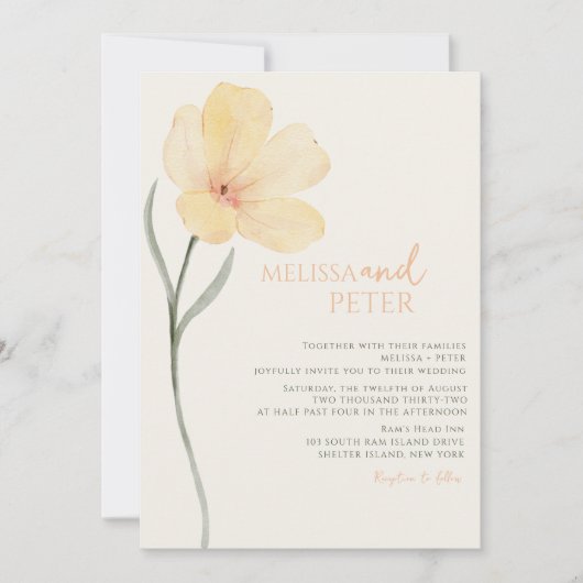 Invitation Elegant Boho Fleur sauvage Mariage (Devant)