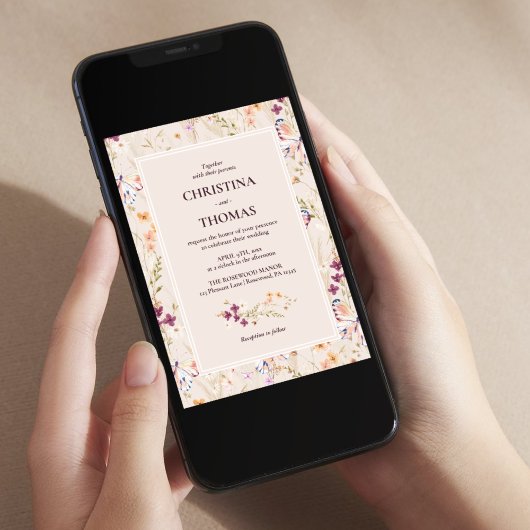 Invitation Elegant Boho Fleur sauvage Mariage de automne